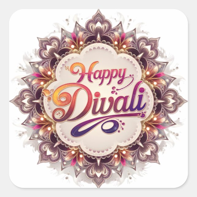 Elegant Happy Diwali Festival of Light Square Sticker (Front)