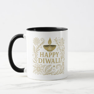 Elegant Happy Diwali Gold & Black Combo Mug