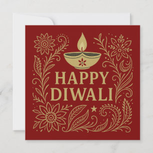 Elegant Happy Diwali Gold Invitation Card
