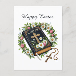 Elegant Happy Easter Bible  Holiday Postcard