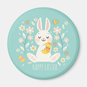 Elegant Happy Easter Bunny   Magnet