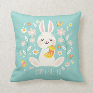 Elegant Happy Easter Bunny Throw Pillow