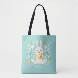 Elegant Happy Easter Bunny Tote Bag