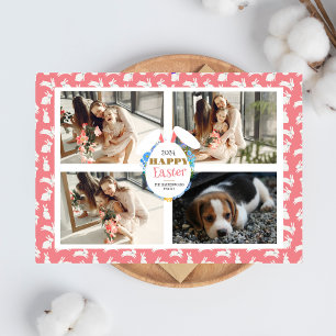 Elegant happy Easter Ears Eggs Family photo Holiday Card