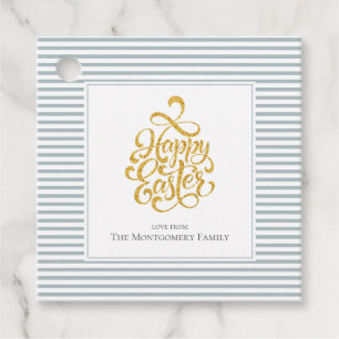 Elegant Happy Easter French Blue Striped Gift Tags