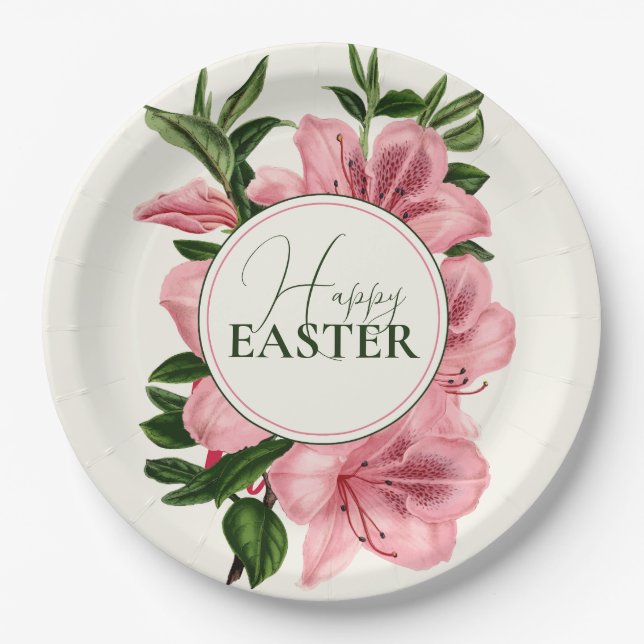 Elegant Happy Easter Paper Plates (Front)