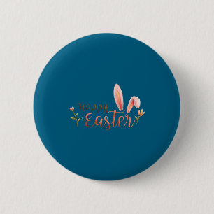 Elegant Happy Easter Tygraphy Bunny Ears  2 Inch Round Button