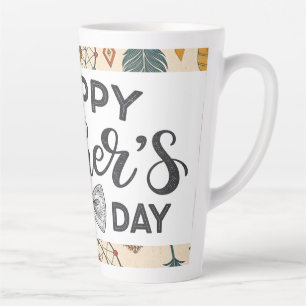 Elegant Happy Father's Day Typography with Bow Tie Latte Mug