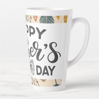 Elegant Happy Father's Day Typography with Bow Tie Latte Mug