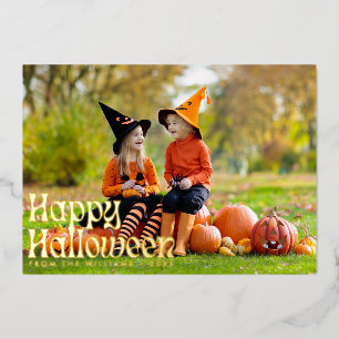 Elegant Happy Halloween Photo Foil Holiday Card