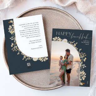 Elegant Happy Hanukkah Photo   Holiday Card