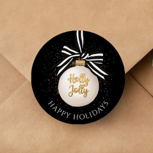 Elegant Happy Holidays Christmas Bauble Classic Round Sticker