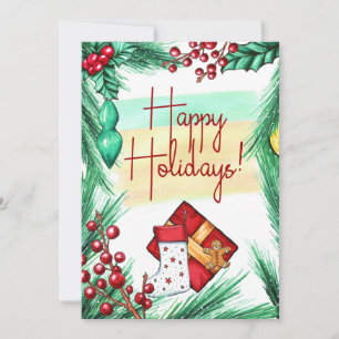 Elegant Happy Holidays Christmas Greeting Card