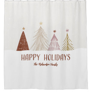 Elegant Happy Holidays Christmas Trees Family Name