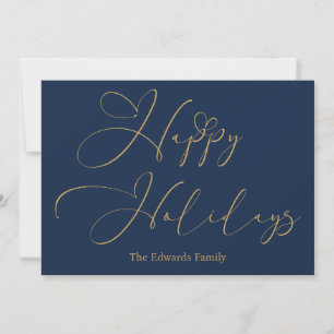 Elegant Happy Holidays Gold Typography Holiday Card