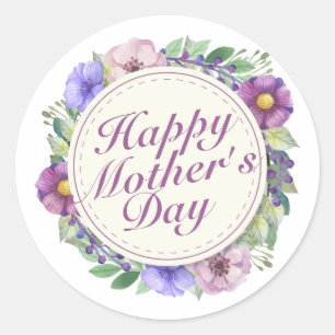 Élégant Happy Mère's Day Floral Frame Sticker