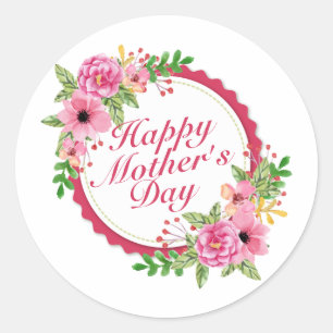 Élégant Happy Mère's Day Floral Frame Sticker