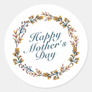 Élégant Happy Mère's Day Floral Wreath Sticker