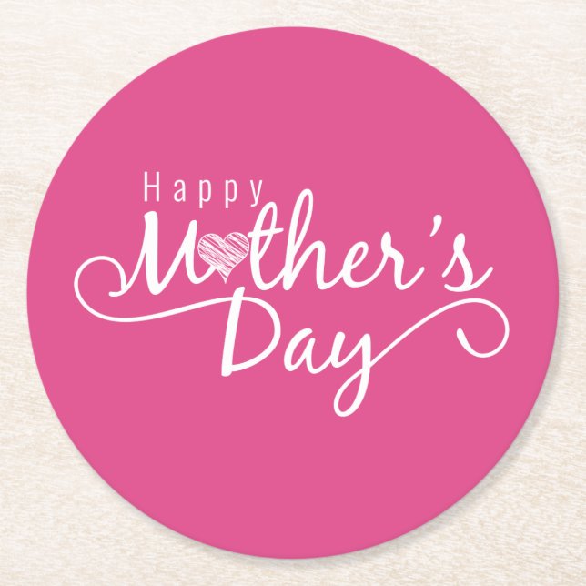 Elegant Happy Mother's Day Calligraphy | Coaster (Front)