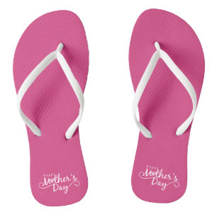 Elegant Happy Mother's Day Calligraphy Flip Flops