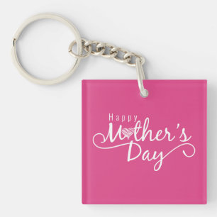 Elegant Happy Mother's Day Calligraphy Keychain