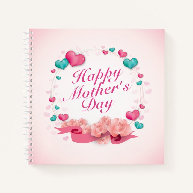 Elegant Happy Mother's Day Candy Hearts Notebook (Front)