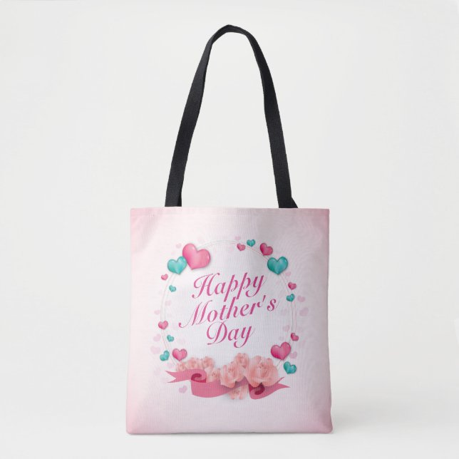 Elegant Happy Mother's Day Candy Hearts Tote Bag (Front)