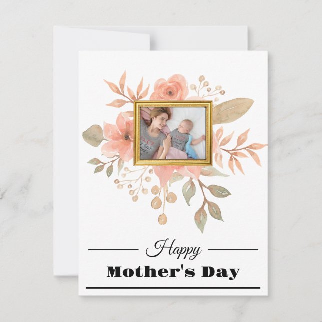 Elegant Happy Mothers Day Floral  Card (Front)