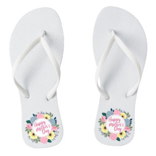 Elegant Happy Mother's Day Floral   Flip Flops
