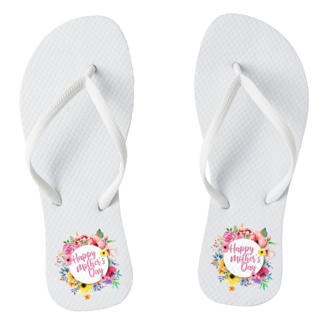 Elegant Happy Mother's Day Floral | Flip Flops (Footbed)