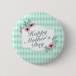Elegant Happy Mother's Day Floral Frame Button