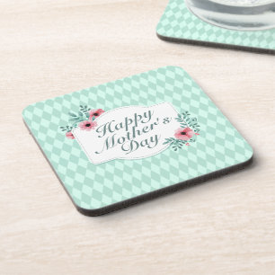 Elegant Happy Mother's Day Floral Frame Coaster