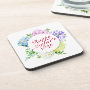 Elegant Happy Mother's Day Floral Frame Coaster