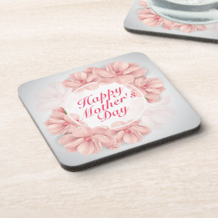 Elegant Happy Mother's Day Floral Frame Coaster