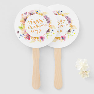Elegant Happy Mother's Day Floral Frame Hand Fan