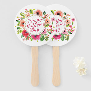 Elegant Happy Mother's Day Floral Frame Hand Fan