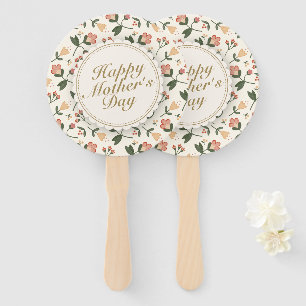 Elegant Happy Mother's Day Floral Frame Hand Fan