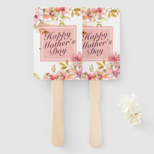 Elegant Happy Mother's Day Floral Frame Hand Fan
