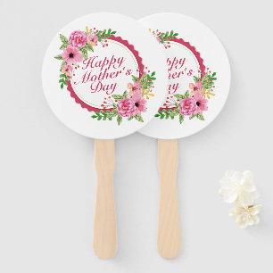 Elegant Happy Mother's Day Floral Frame Hand Fan