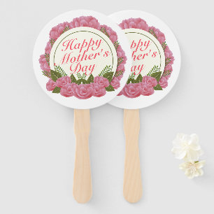 Elegant Happy Mother's Day Floral Frame Hand Fan