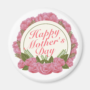 Elegant Happy Mother's Day Floral Frame Magnet