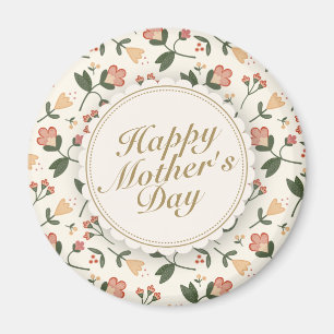 Elegant Happy Mother's Day Floral Frame Magnet