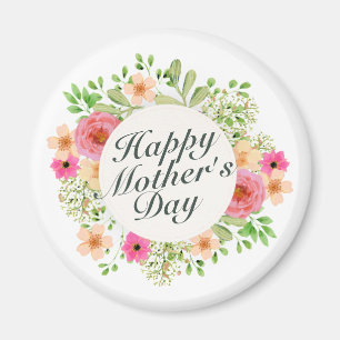 Elegant Happy Mother's Day Floral Frame   Magnet