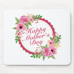 Elegant Happy Mother's Day Floral Frame Mousepad
