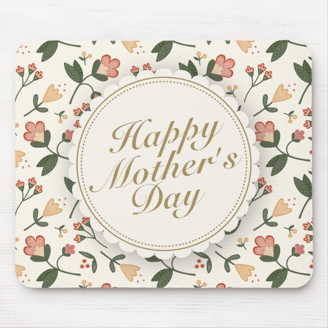 Elegant Happy Mother's Day Floral Frame Mousepad (Front)