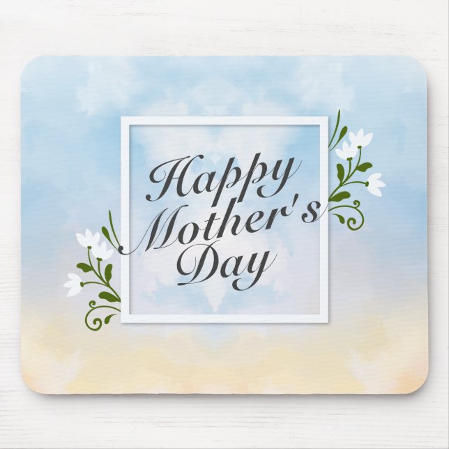 Elegant Happy Mother's Day Floral Frame Mousepad (Front)