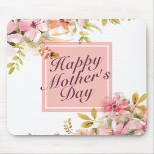 Elegant Happy Mother's Day Floral Frame Mousepad