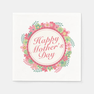 Elegant Happy Mother's Day Floral Frame Napkin