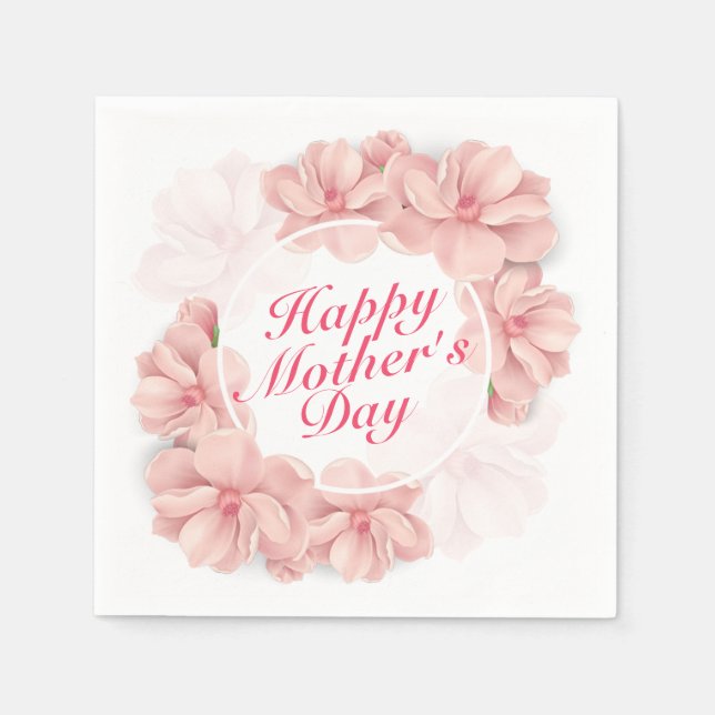 Elegant Happy Mother's Day Floral Frame Napkin (Front)