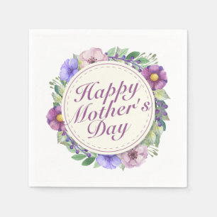 Elegant Happy Mother's Day Floral Frame Napkin